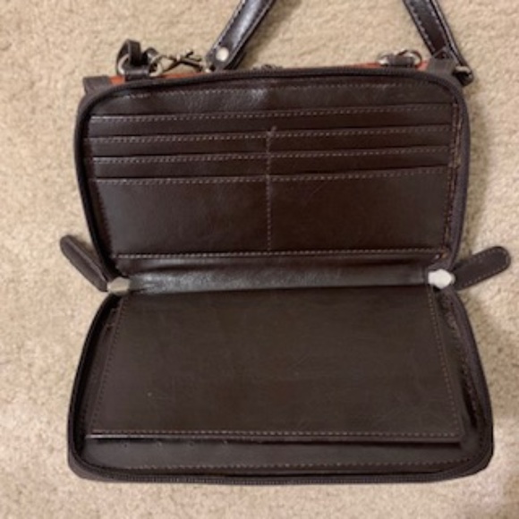 Brighton Light Brown Croc Embossed Structured Purse Organizer Leather - Picture 3 of 10